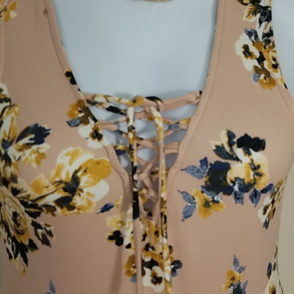 body suit tank top sleeveless Pink floral NEW - Picture 6 of 7